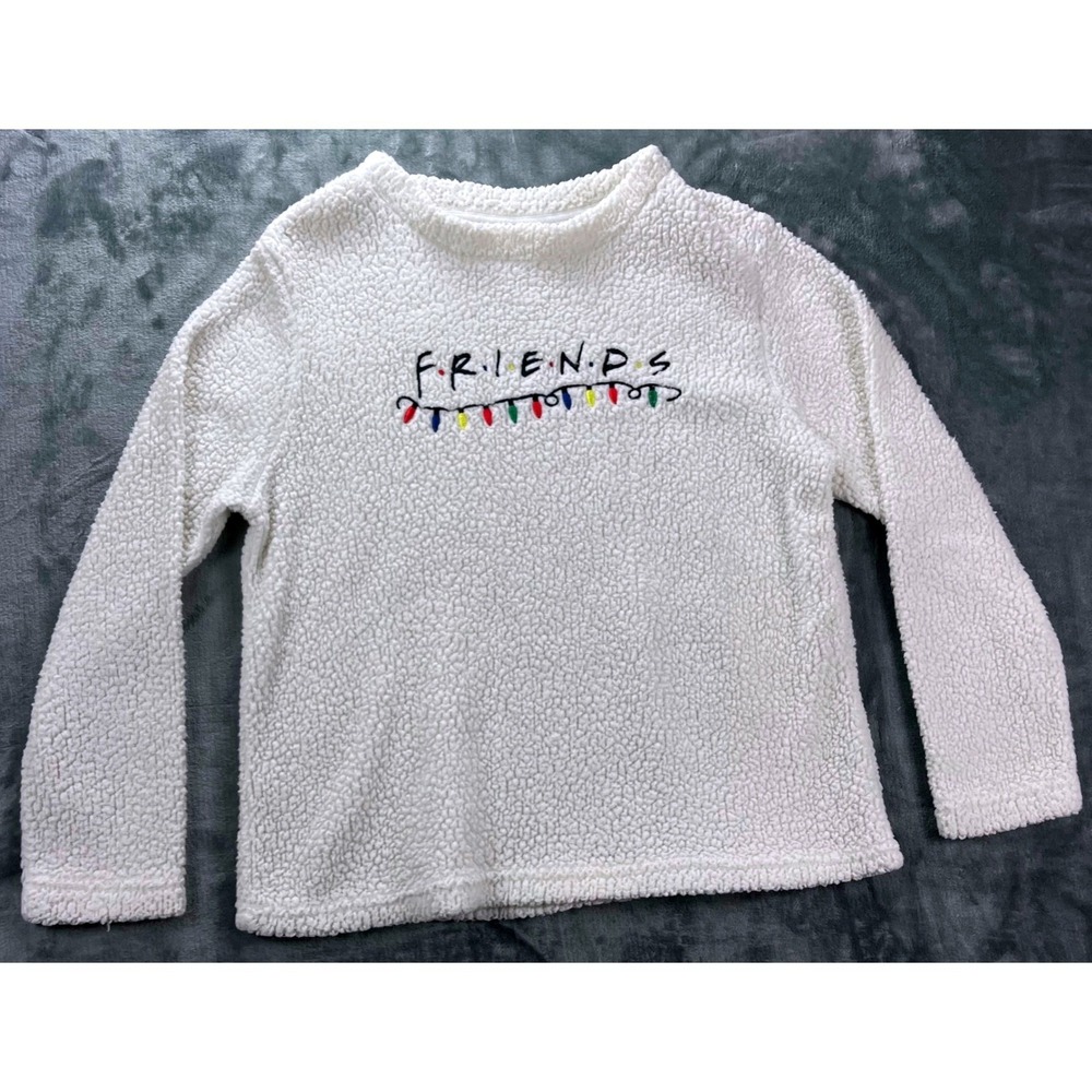 Friends‎ TV Show Sherpa Fleece Pullover Sweatshirt Womens Size M Winter White